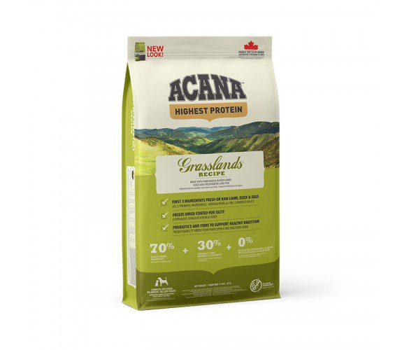 ACANA Highest Protein Grasslands Dog Front Right 11.4kg Canada EMEA APAC-585×500