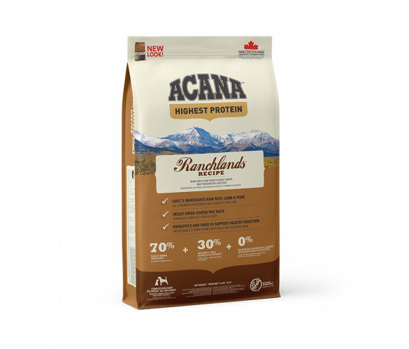 ACANA Highest Protein Ranchlands Dog Front Right 11.4kg Canada EMEA APAC-585×500